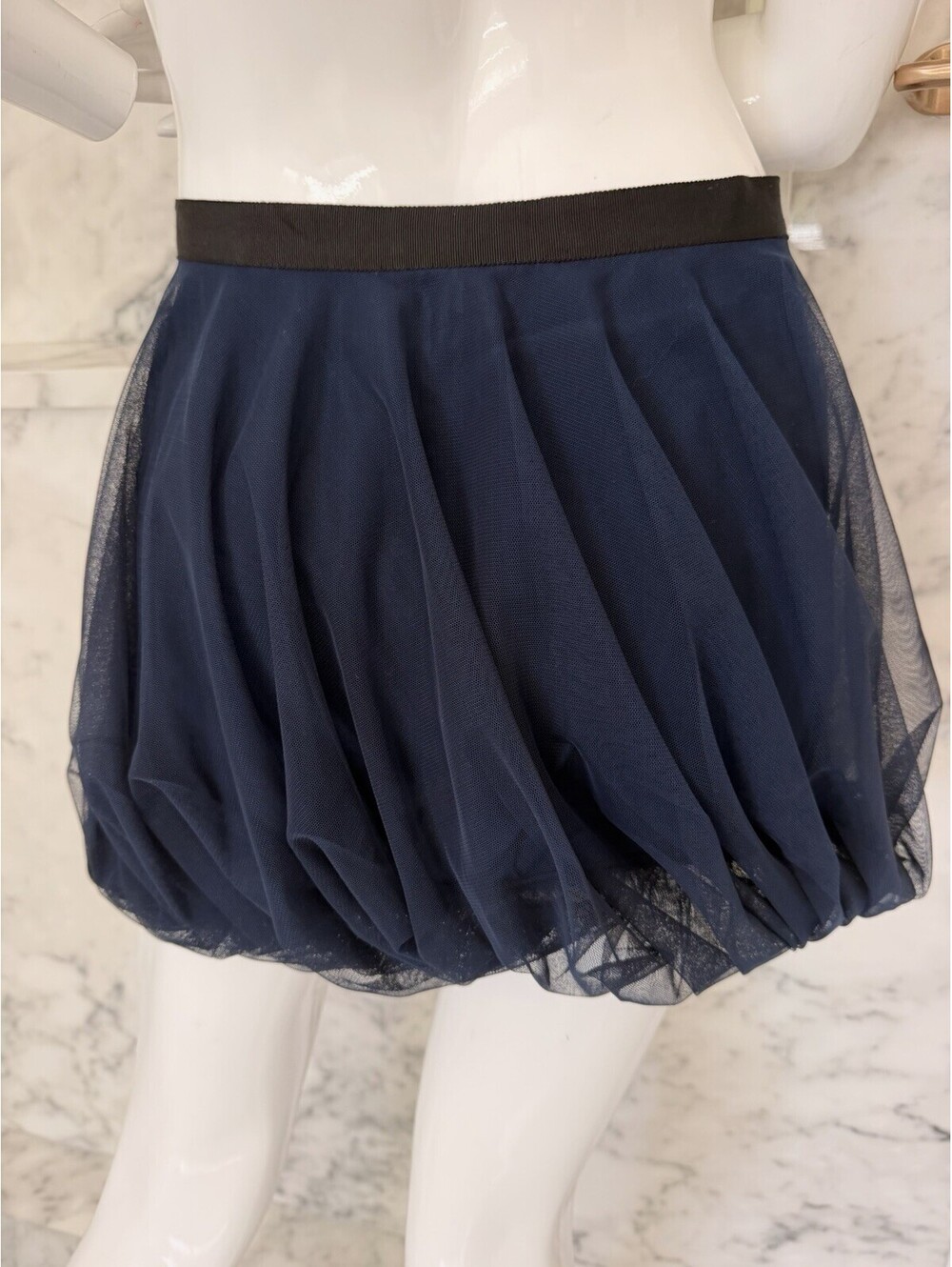 Haute Hippie Nude Twilight Navy Blue Tulle Bubble Mini Skirt Silk Size M NWT - Picture 4 of 9